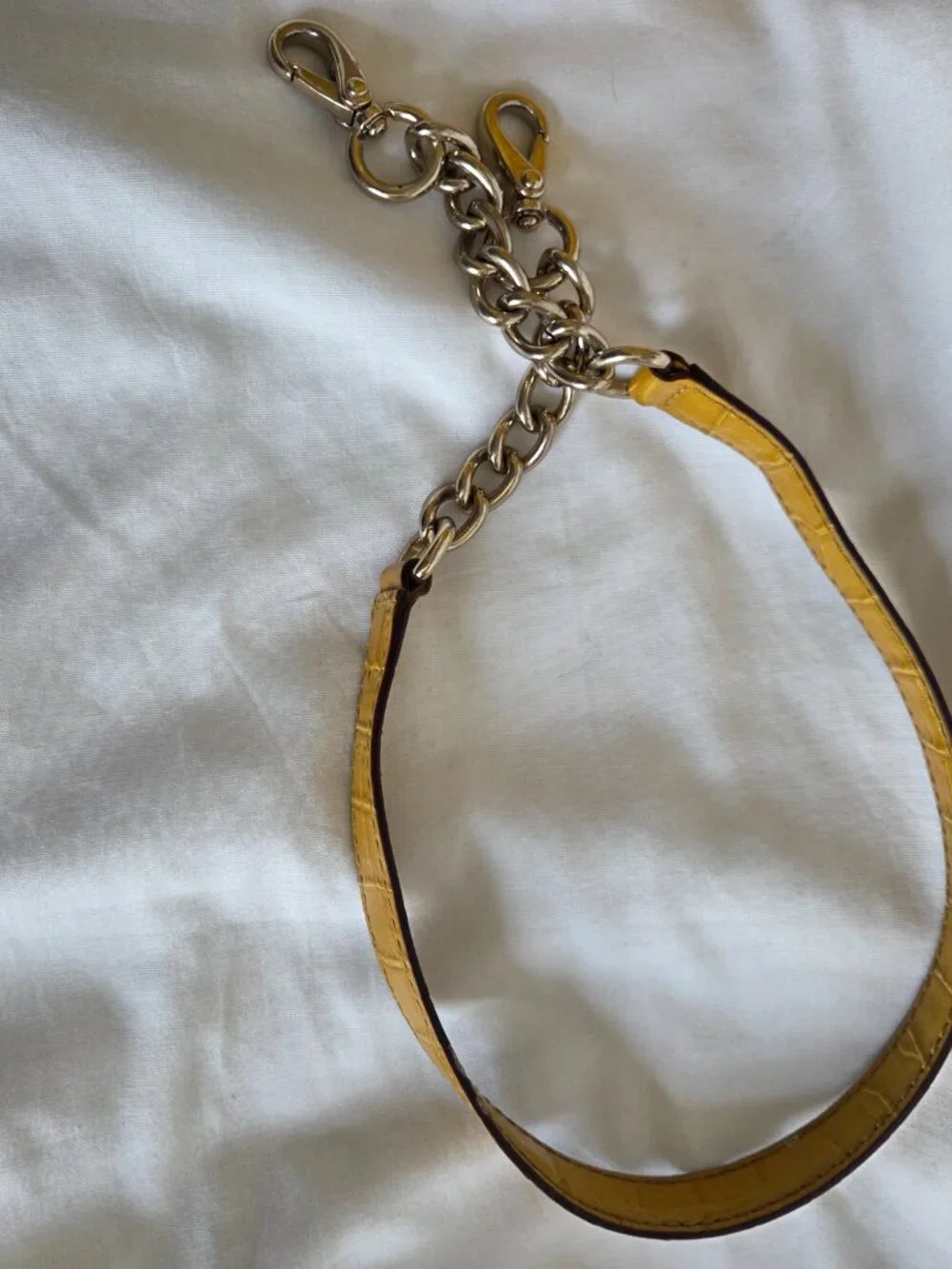 VINTAGE Kate Spade Mustard Yellow Patent Leather Crocodile Embossed Satchel